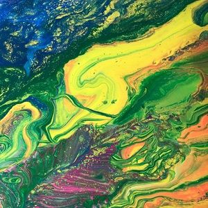 Acrylic on 16x29 Canvas Fluid Abstract Art